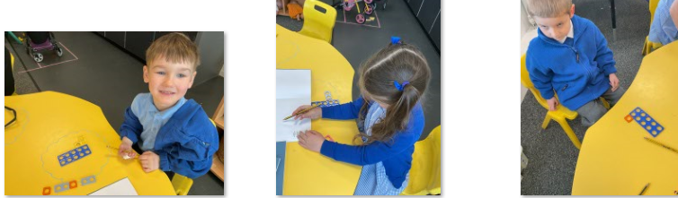 Photos of children learning maths with Numicon