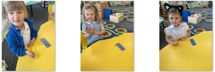Photos of children learning maths with Numicon