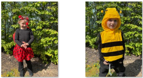 Photos of children dressed up for Mini-Beast Day