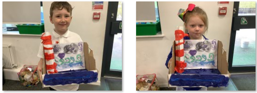 Photos of children showing Grace Darling puppet shows