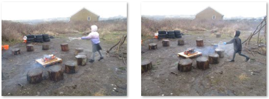 Photos of children putting out a fire 
