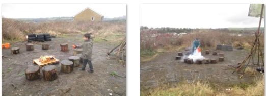 Photos of children putting out a fire 