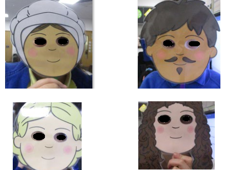 Photos of children wearing masks