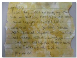 Photo of children's aged diary entries