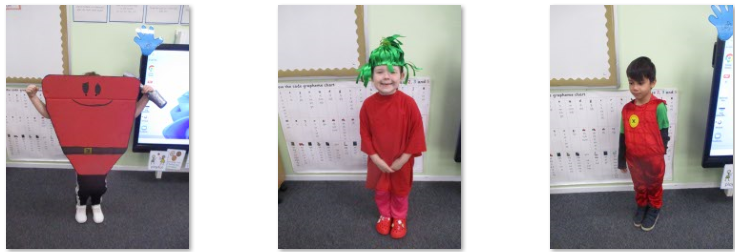Photos of children dressed up for World Book Day
