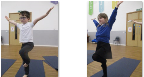 Photos of children doing yoga
