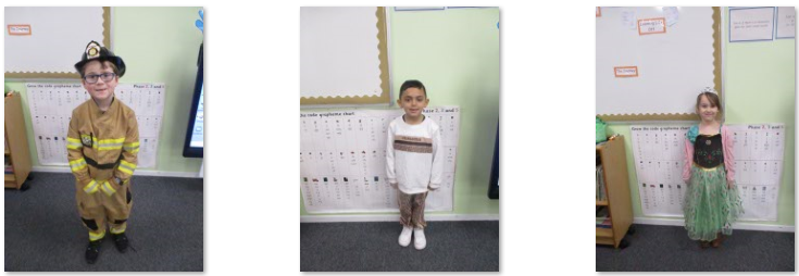 Photos of children dressed up for World Book Day