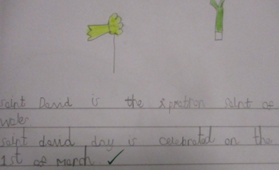 Photos of children's work on patron saints