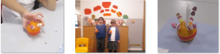 Photos of children making Christingles