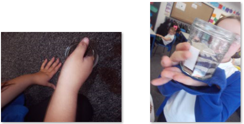 Photos of children making wormeries