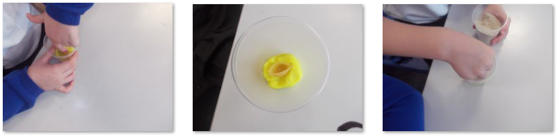 Photos of children making fossils