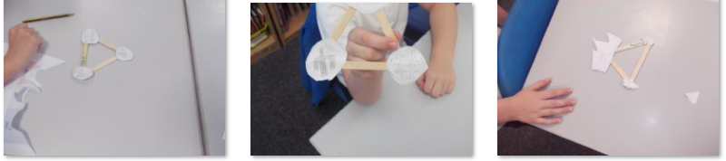 Photos of children making holy trinities 