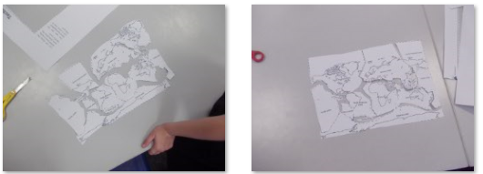 Photos of children mapping tectonic plates