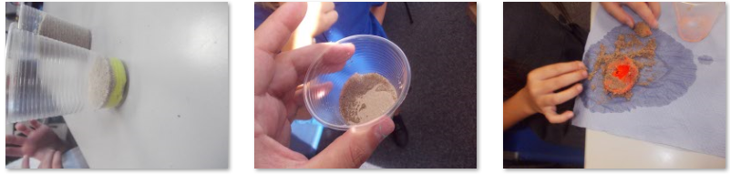 Photos of children making fossils