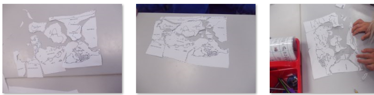 Photos of children mapping tectonic plates