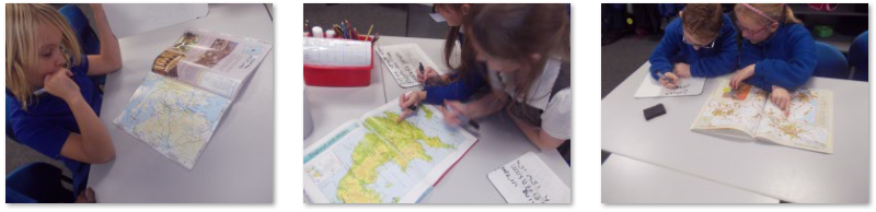 Photos of children researching place names