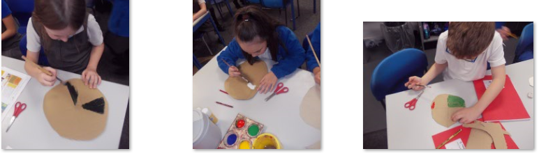 Photos of children making Saxon shields