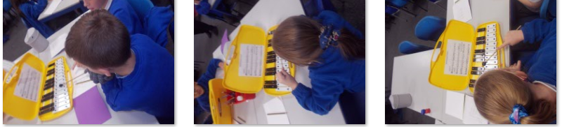 Photos of children playing music