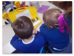 Photos of children playing music