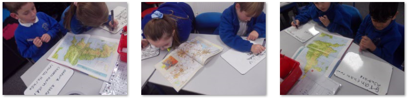 Photos of children researching place names