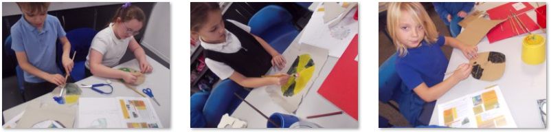 Photos of children making Saxon shields