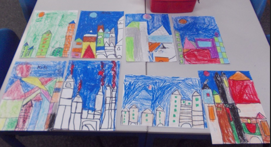 Photos of children's Paul Klee inspired art