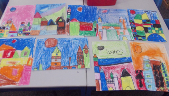 Photos of children's Paul Klee inspired art