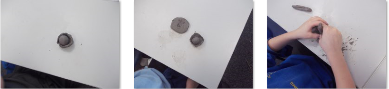 Photos of children making ball and socket joints out of clay