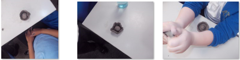 Photos of children making ball and socket joints out of clay