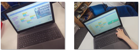 Photos of children computer programming