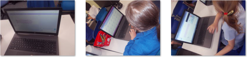 Photos of children computer programming