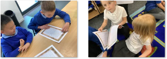 Photos of children reading to Year 1