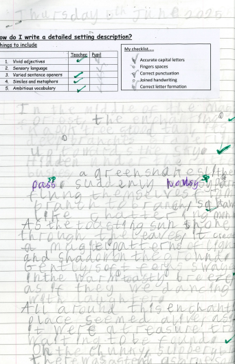 Photo of children's English work