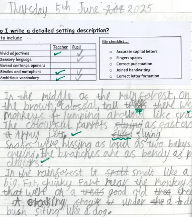 Photo of children's English work