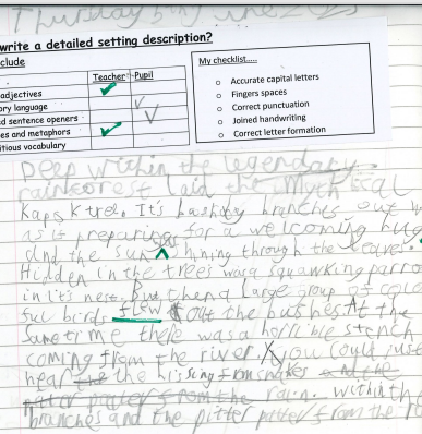 Photo of children's English work