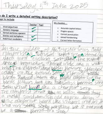 Photo of children's English work