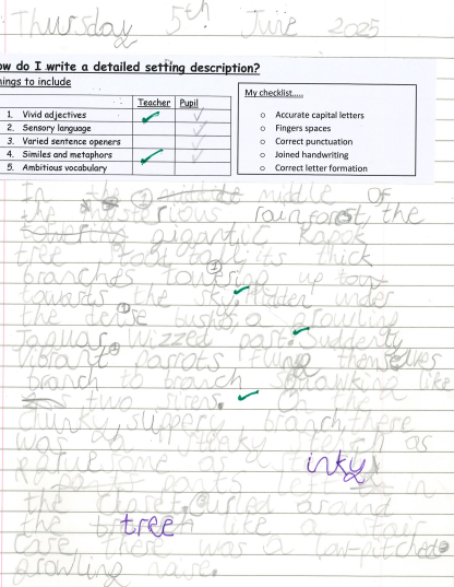 Photo of children's English work