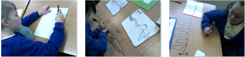 Photo of children drawing sound waves
