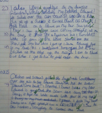 Photos of children's diary entry English work