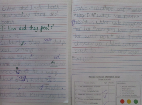Photos of children's English work