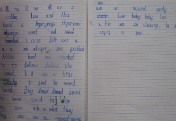 Photos of children's English work
