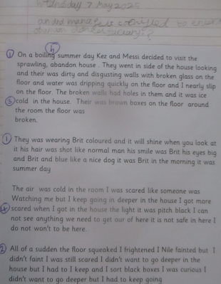 Photos of children's English work