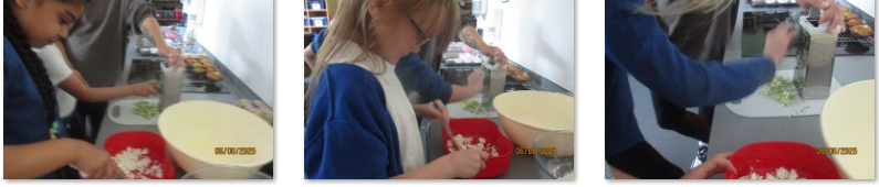 Photos of children making muffins