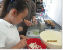 Photos of children making muffins