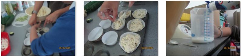 Photos of children making muffins