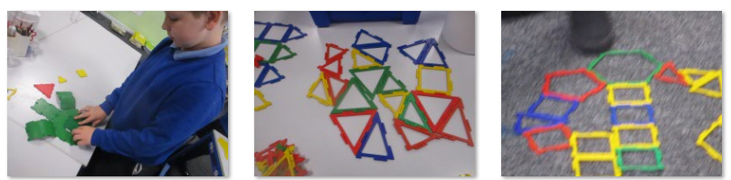 Photos of children making mosaics