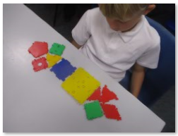 Photos of children making mosaics