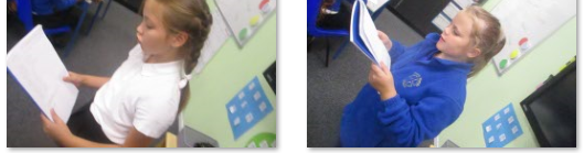 Photos of children reading poems