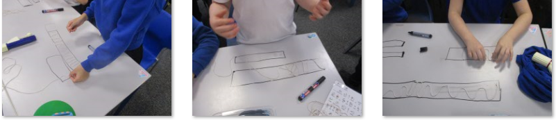 Photos of children drawing sound waves