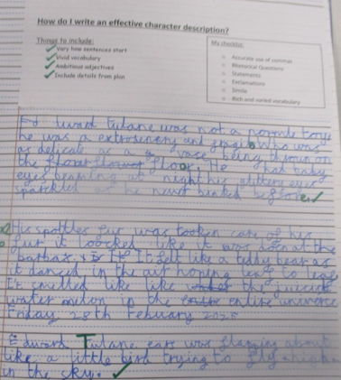Photo of children's English work